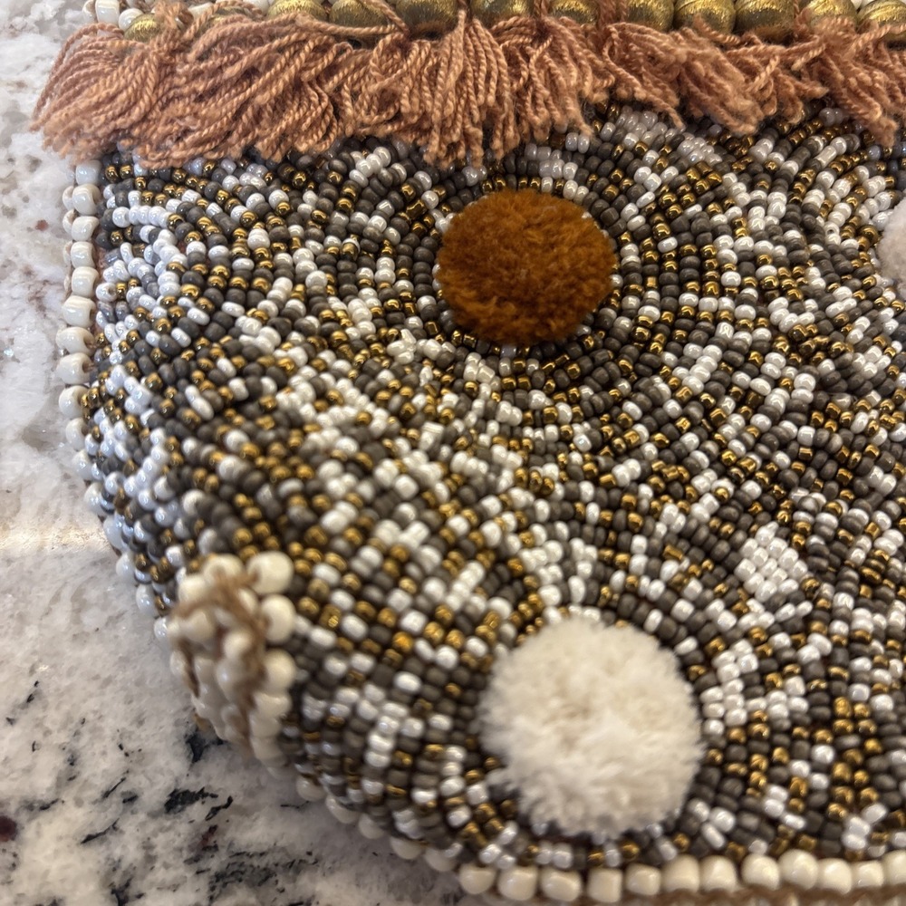 Revolve Riyaz Shashi Tribal Beaded Mirror‎ Fringe Crossbody Shoulder Bag Boho - Picture 5 of 16